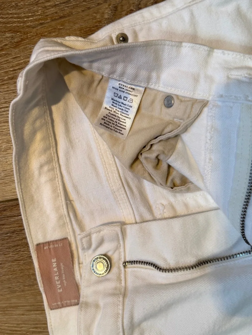 Everlane High Rise Straight Leg Jeans Ecru 27 Reg EUC